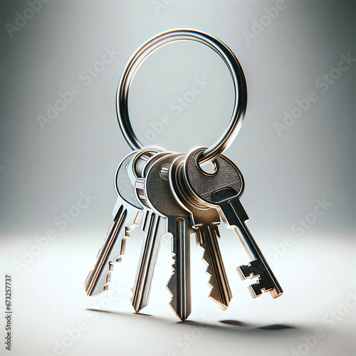 A bunch of keys isolated on a white background. Safety and security