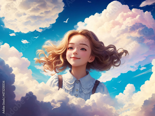 girl in clouds