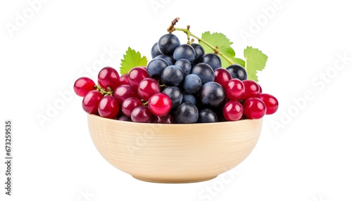 grapes in a bowl isolated on transparent background cutout