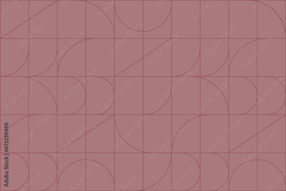 Art deco linear seamless pattern drawing in linear style on coral background