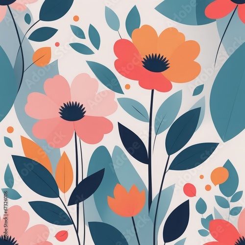 seamless floral pattern. abstract background with hand drawn flowers.seamless floral pattern. abstract background with hand drawn flowers.abstract flower pattern with leaves and berries