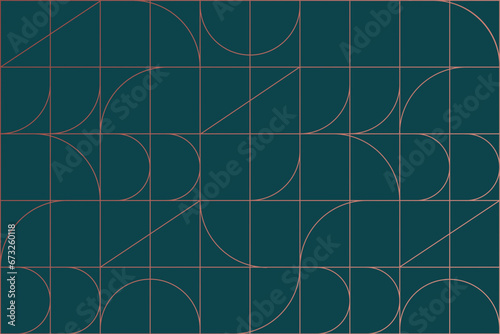 Obraz na płótnie Art deco linear seamless pattern drawing in linear style on green blue background w salonie