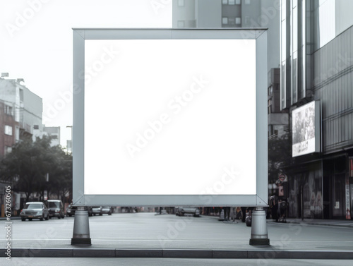 Blank billboard on city street. Mock up. Generative AI