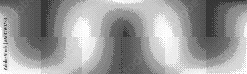 Screentone black waves on a white background with dot texture and dithering. Monochrome halftone vector background in the form of a sine wave with a pattern of circles.