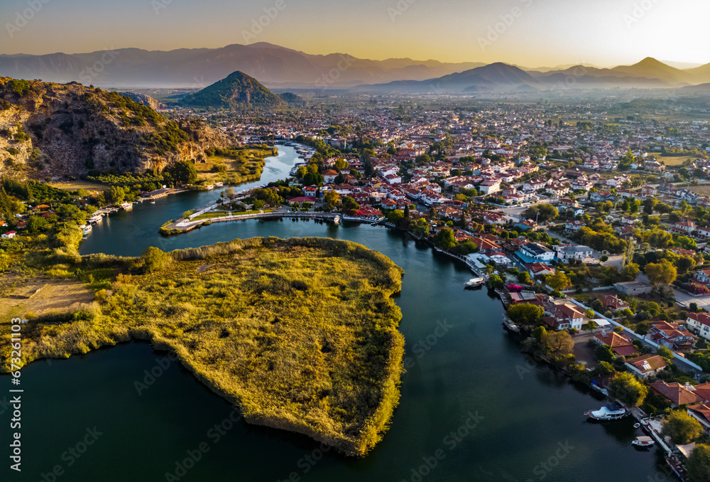 Fototapeta premium Aerial view of Dalyan in Mugla Province, Turkey