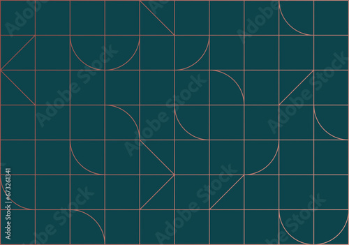 Obraz na płótnie Linear seamless art deco pattern drawing in linear style on green blue background w salonie