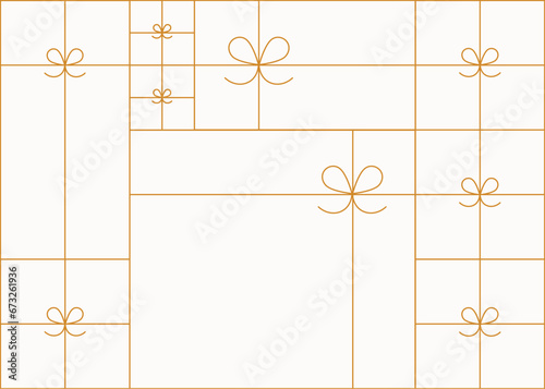 Obraz na płótnie Art deco present box linear composition drawing on beige background w salonie