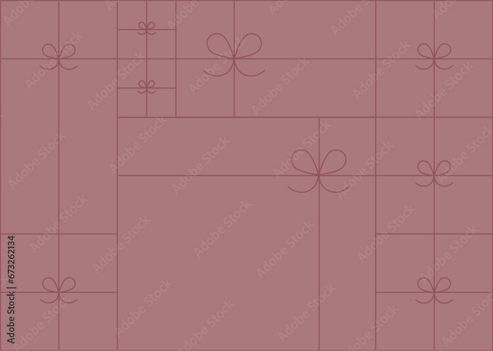 Art deco present box linear composition drawing on coral background