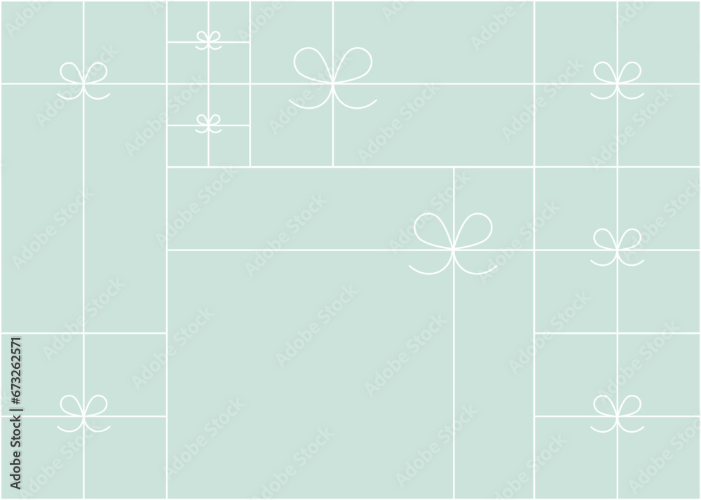 Art deco present box linear composition drawing on turquoise background