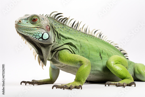 Iguana, Iguana On A Branch, Iguana In White Background, Green Iguana On White Background © Lahiru Gayashan