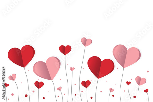 14 february, happy valentine day creative love composition of the hearts, papercraft