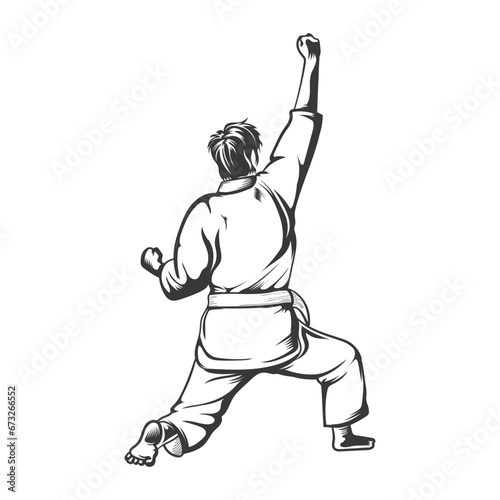 karate fight after champion celebration vector design.
