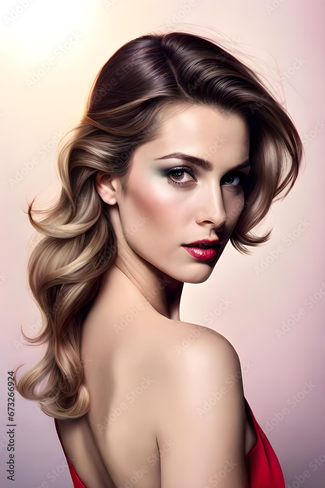 Naklejka premium portrait of a woman with long hair