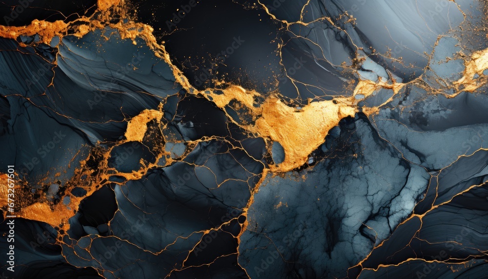 Fototapeta premium Luxury Black And Gold Marble Pattern Texture Background. Liquid. Stone. Backdrop. Wallpaper. Illustration