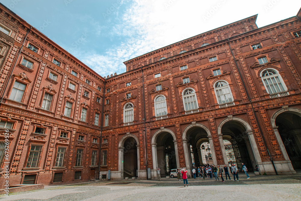 Palazzo Carignano, birthplace of Carlo Alberto, V. Emanuele II and meeting place of first Italian Parliament, Turin, Piedmont, Italy, Europe     