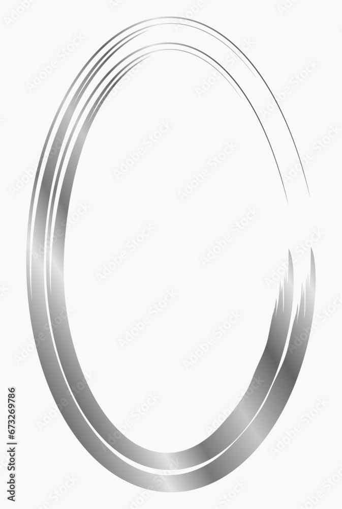 Silver oval metal frame isolated on white. Vector frame for photo. Frame for text, certificate, pictures, diploma Silver oval metal frame isolated on white. Vector frame for photo. Frame for text, certificate, pictures, diploma