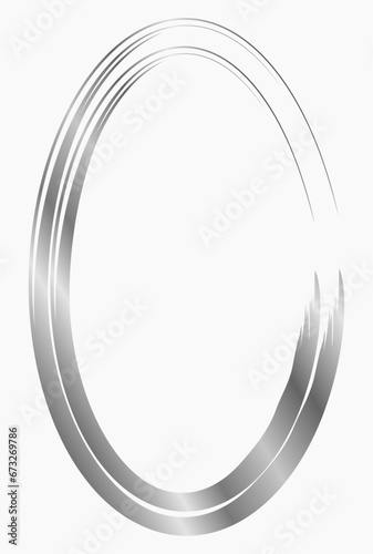 Silver oval metal frame isolated on white. Vector frame for photo. Frame for text, certificate, pictures, diploma