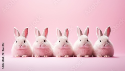 Easter Bunnies on Delightful Pink Background © Francesco