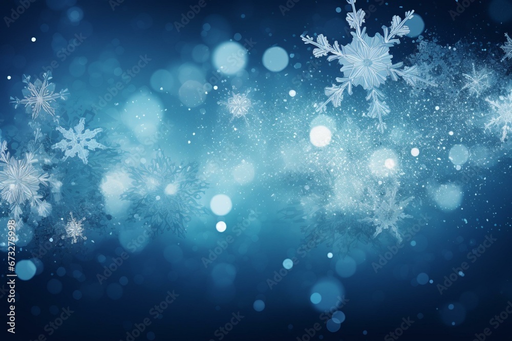 Abstract winter background with snowflakes. Generative AI