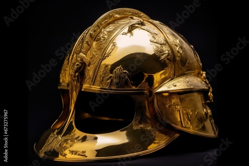 Helmet made of gold. Generative AI