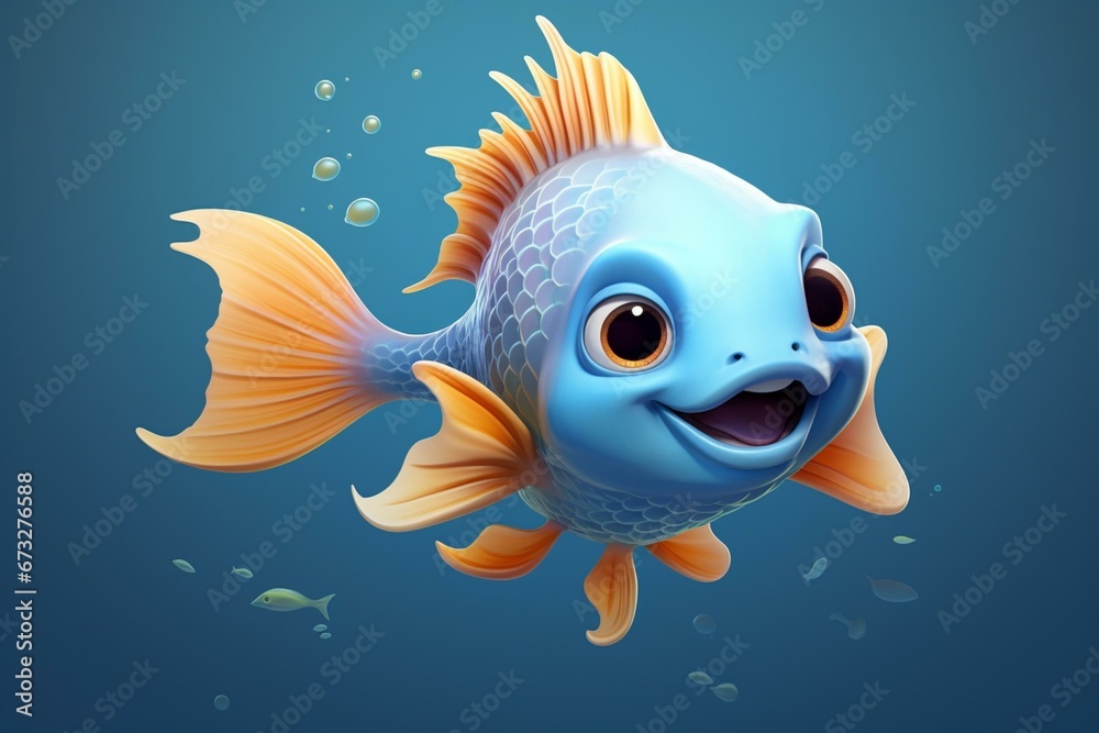 adorable fish character. Generative AI