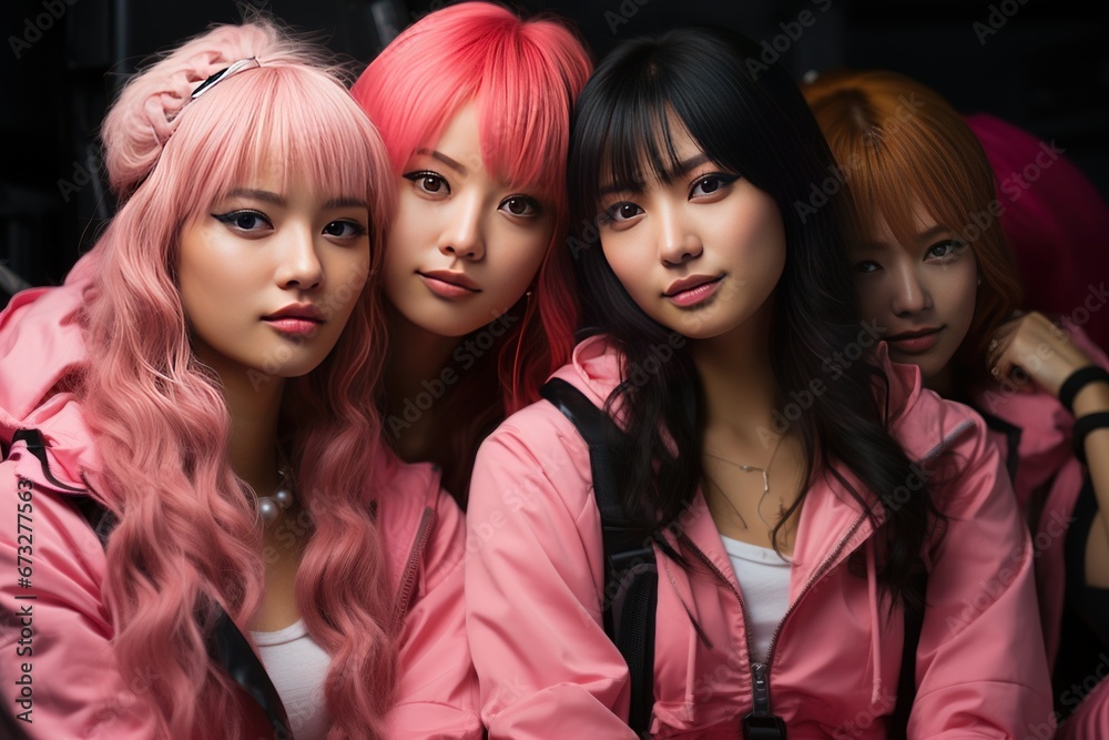 group of sexy pink japanese girls group of sexy pink japanese girls