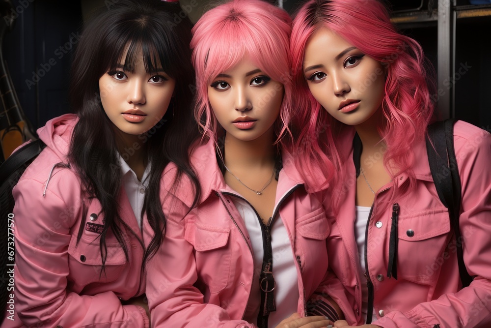 group of sexy pink japanese girls group of sexy pink japanese girls
