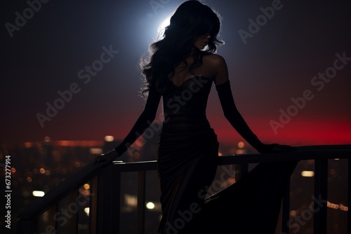 seductive young woman wearing a luxury cocktail dress
