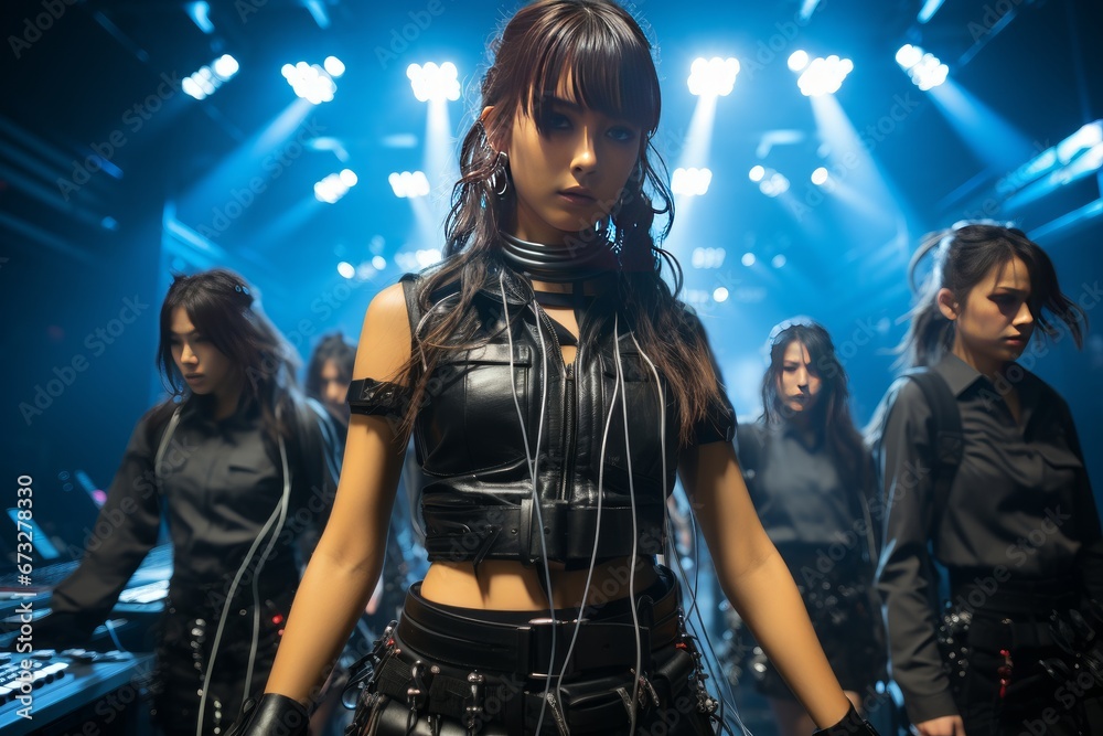 Naklejka premium teenage members of a k-pop music group
