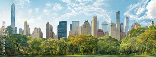 Central park cityscape. Breathtaking aerial view of manhattan urban skyline. Urban cityscape in stunning view © Thares2020