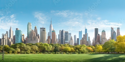 Central park cityscape. Breathtaking aerial view of manhattan urban skyline. Urban cityscape in stunning view