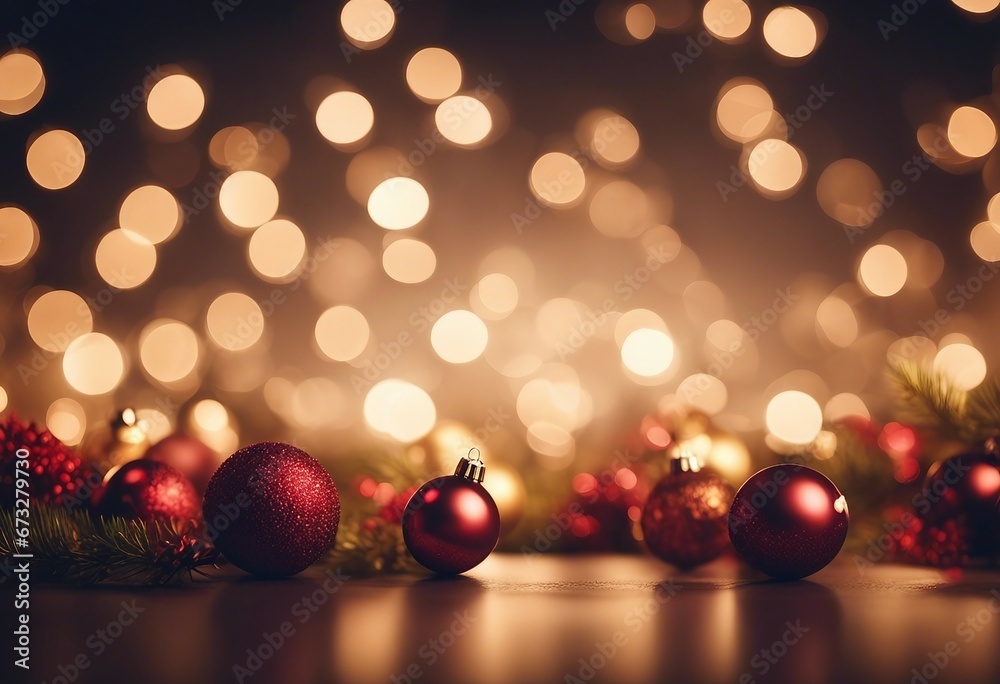 Christmas with balls red and background is a bokeh of golden light Christmas with balls red and background is a bokeh of golden light