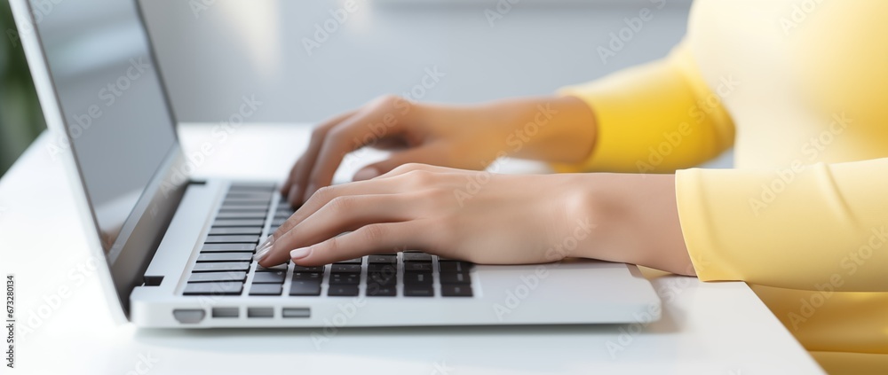 Female hands typing on the computer laptop Female hands typing on the computer laptop