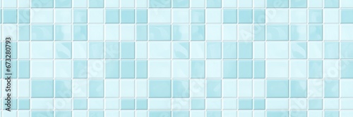 Turquoise white light rectangular brick subway tiles wall texture wide background banner panorama seamless pattern