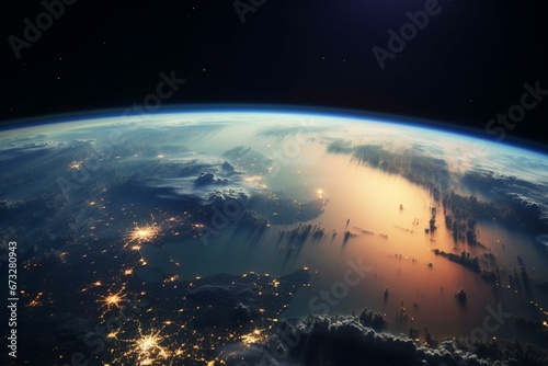 Astronaut s perspective of Earth from spacecraft. Generative AI