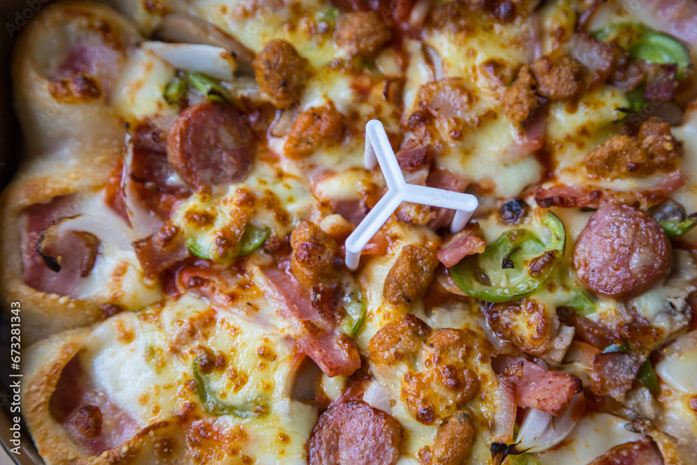 Pizza with Bacon Cheese Crust