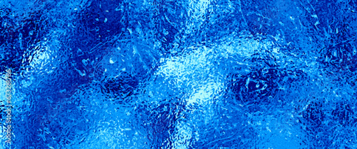 Blue glass vector background for flyers, cards, poster, cover design. Christmas backdrop. Ice. Blurred stained glass window. Merry Christmas! Happy New Year! Winter template for design. Color glass.
