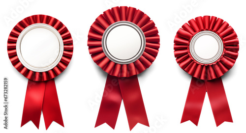 Red rosette ribbon a symbol for success and first prize