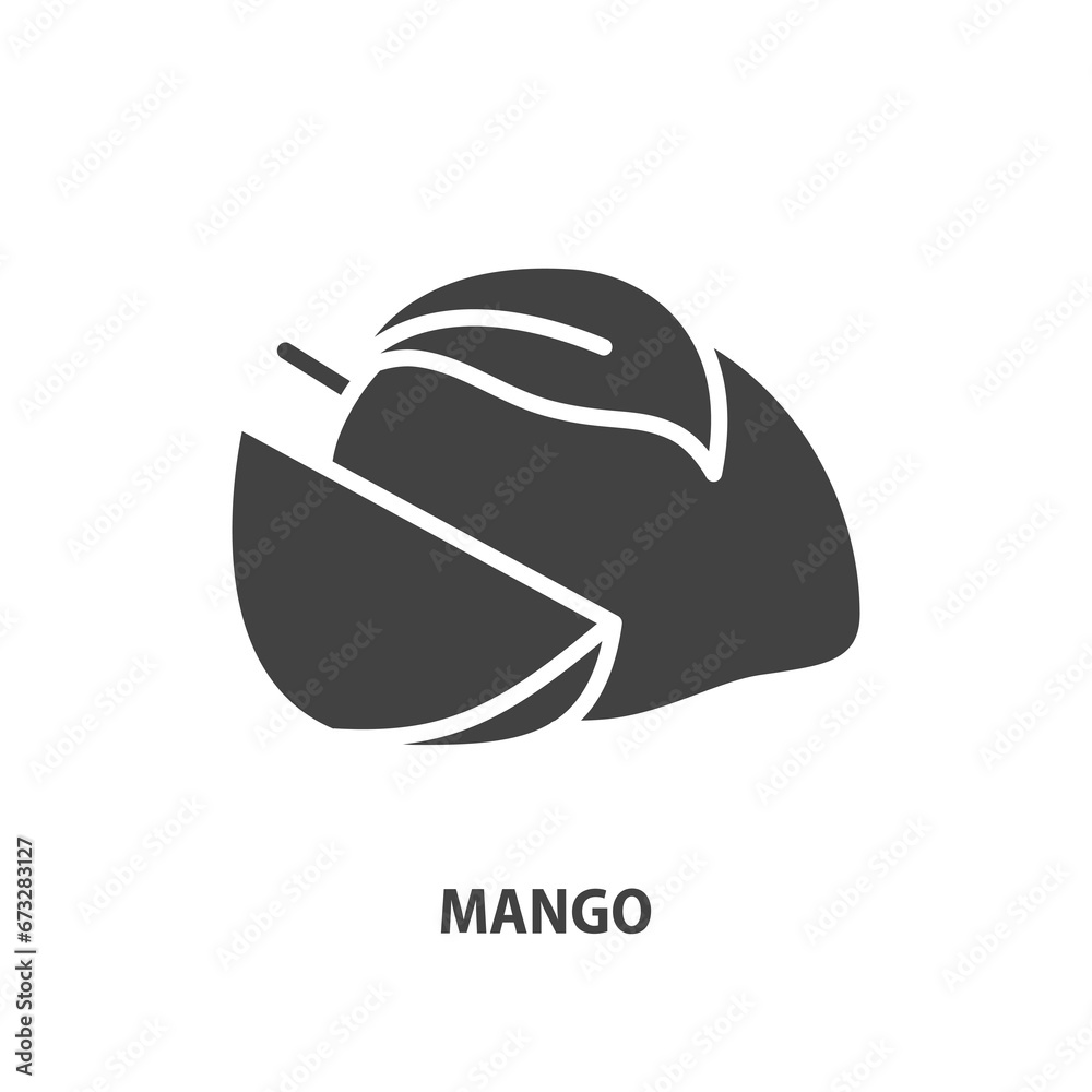 Mango with leaf glyph icon. Fruit symbol. Vector illustration. Mango with leaf glyph icon. Fruit symbol. Vector illustration.
