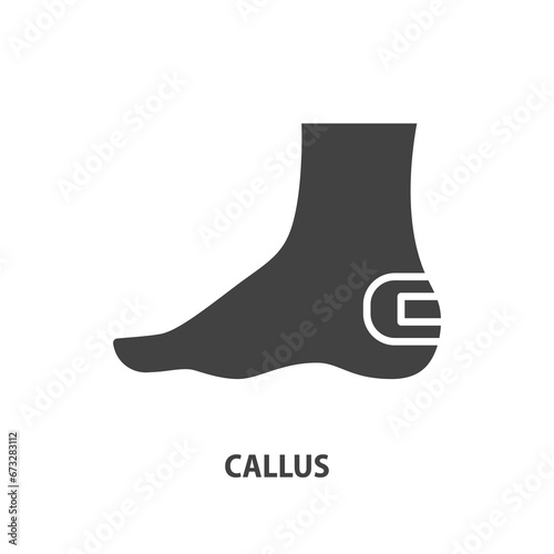 Callus on a human leg glyph icon. Adhesive plaster on a wound vector symbol.