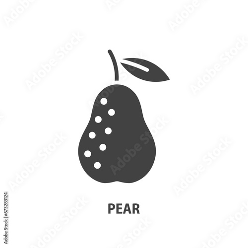 Pear with leaf glyph icon. Fruit symbol. Vector illustration.