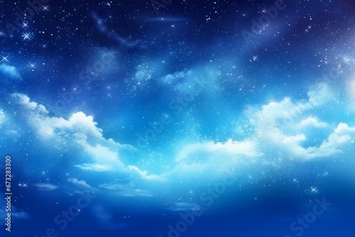 Blue clear beautiful starry sky and clouds background illustration material  Generative AI