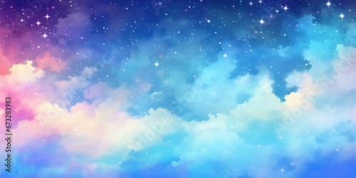 colorful sky starry sky and clouds glitter illustration background space, Generative AI photo