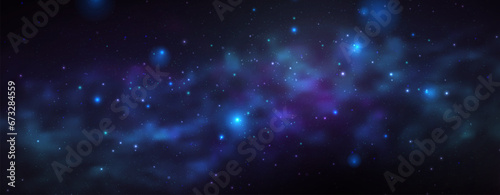 Space vector background with realistic nebula and shining stars. Magic colorful galaxy with stardust