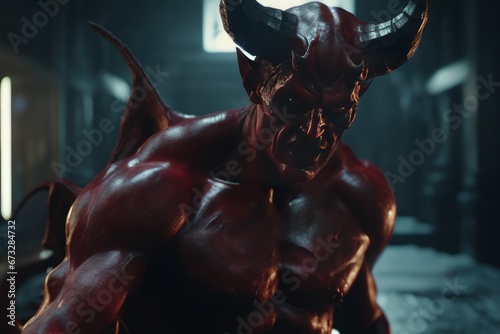 devil with demon in red horns. halloween devil with demon in red horns. halloween red devil with demon horns