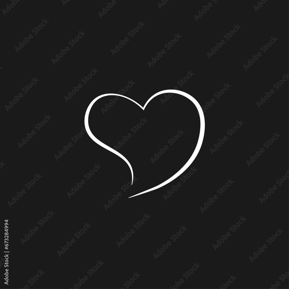 Heart made of line on dark velvet background