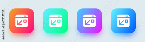 Minimize solid icon in square gradient colors. Screen size signs vector illustration.