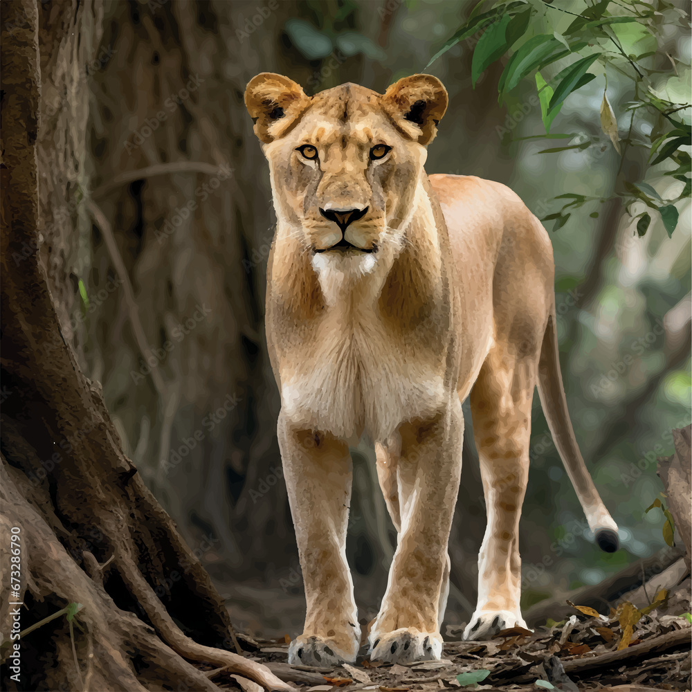 Obraz premium high resolution Illustration of a African female Lion