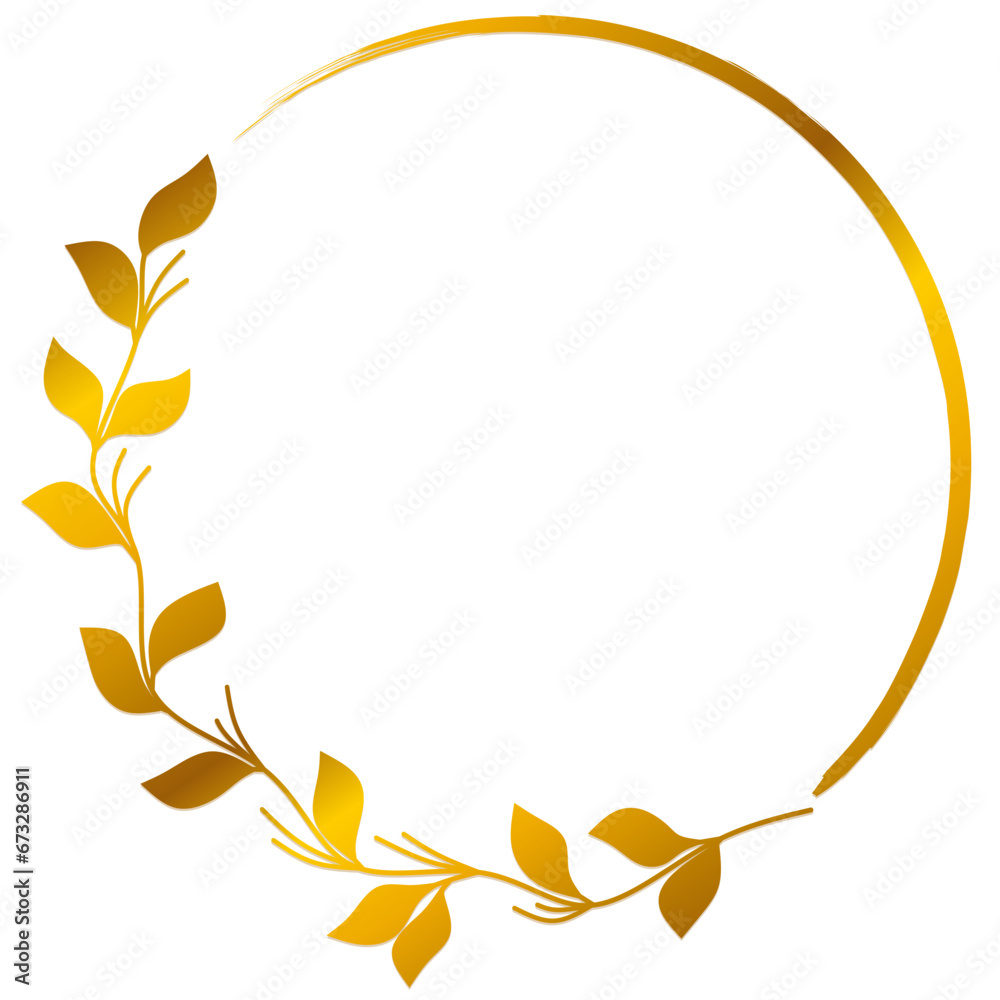 Golden floral circle frame Golden floral circle frame