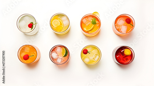  top view of cocktails Isolated isolated on white background, Cocktail, Drink, Juice.